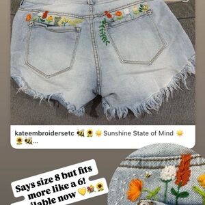 Floral Embroidered Denim Shorts